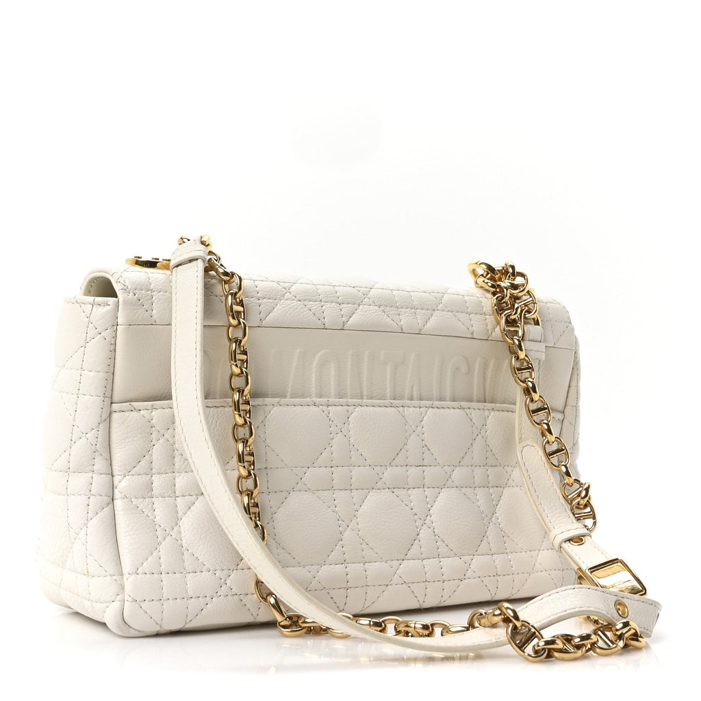 Supple Calfskin Cannage Medium Caro Bag Ivory AT My store