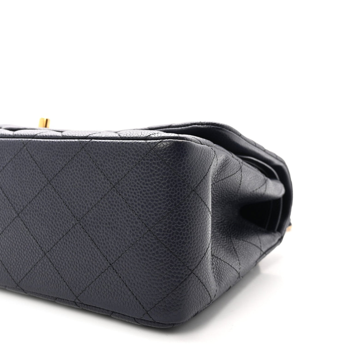 Caviar Quilted Jumbo Double Flap Navy Blue At My store