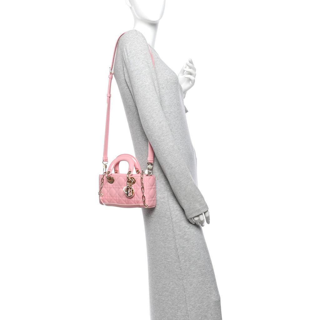 Metallic Lambskin Cannage Small Lady D-Joy Pink AT My store