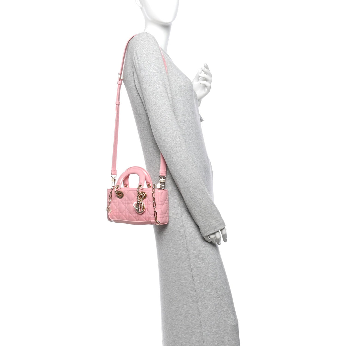 Metallic Lambskin Cannage Small Lady D-Joy Pink AT My store