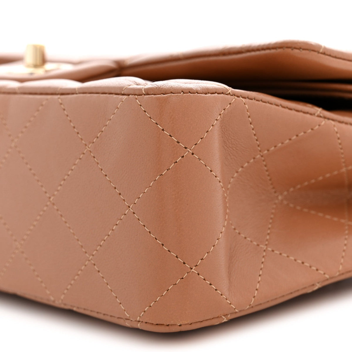 Lambskin Quilted Medium Double Flap Brown At My store