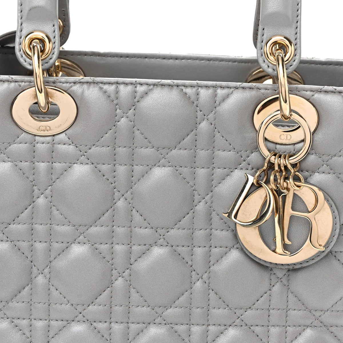 Pearly Lambskin Cannage Medium Lady Dior Grey AT My store