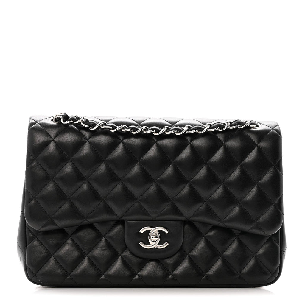 Lambskin Quilted Jumbo Double Flap Black At My store