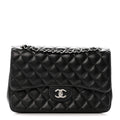 Lambskin Quilted Jumbo Double Flap Black At My store