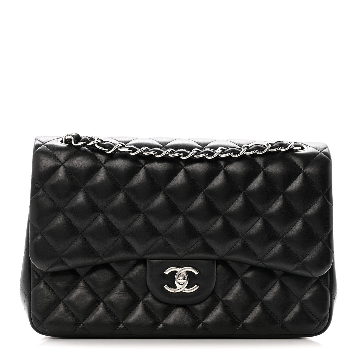 Lambskin Quilted Jumbo Double Flap Black At My store