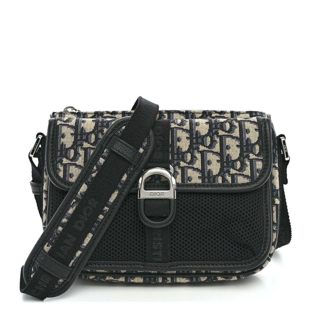 Oblique Jacquard Dior 8 Pouch With Strap Blue Black AT My store