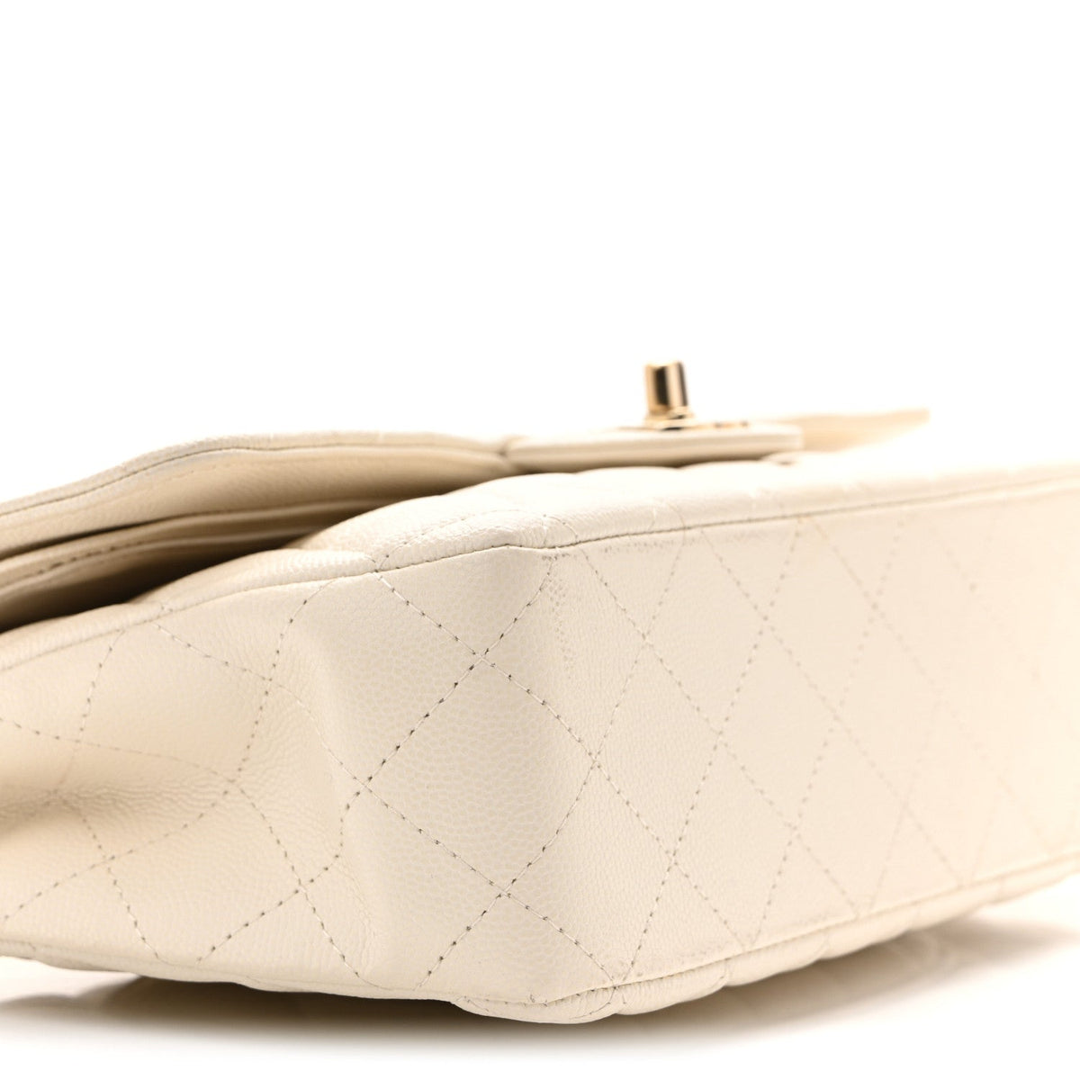 Caviar Quilted Medium Double Flap White At My store