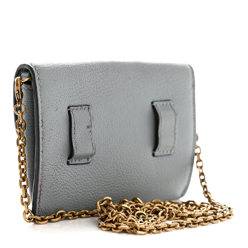 Goatskin Nano Saddle Chain Pouch Blue AT My store