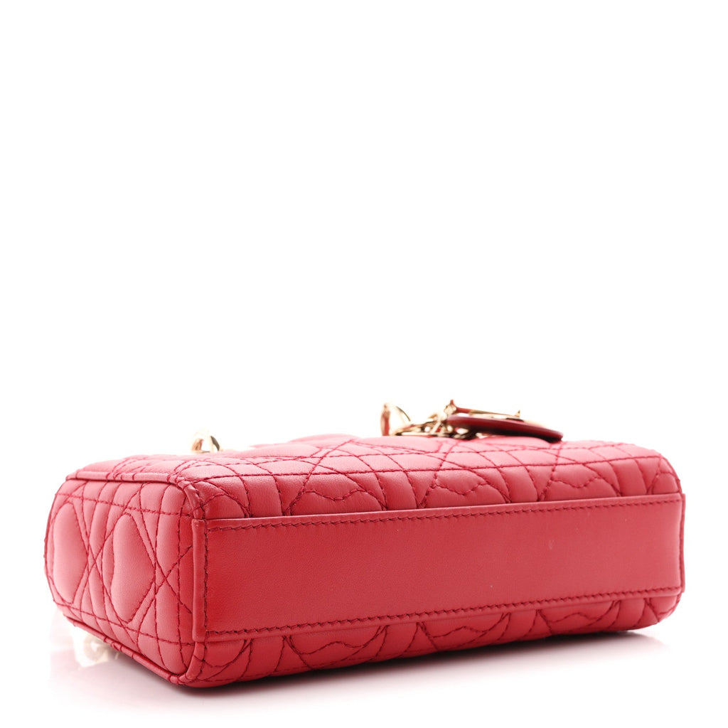 Lambskin Cannage Dioramour Micro Lady D-Joy Red AT My store