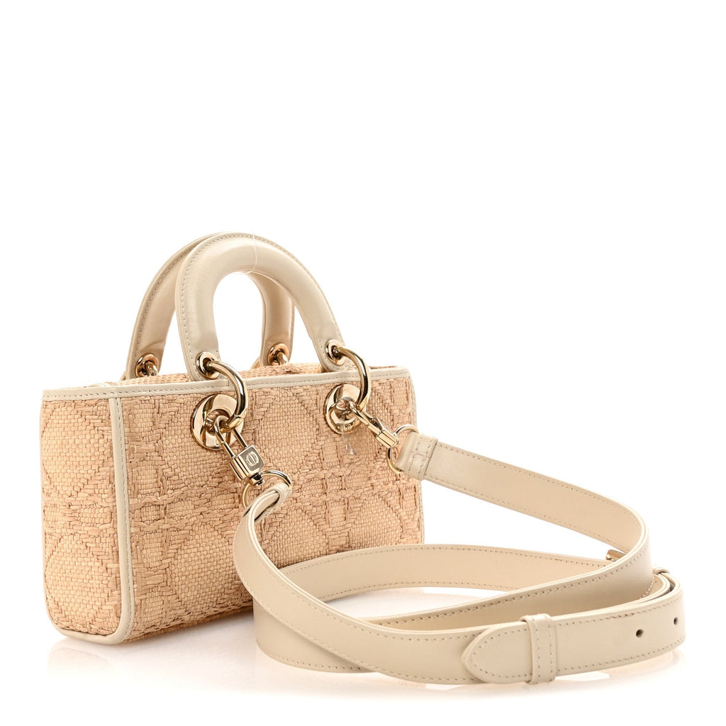 Raffia Macro Cannage Small Lady D-Joy Latte AT My store