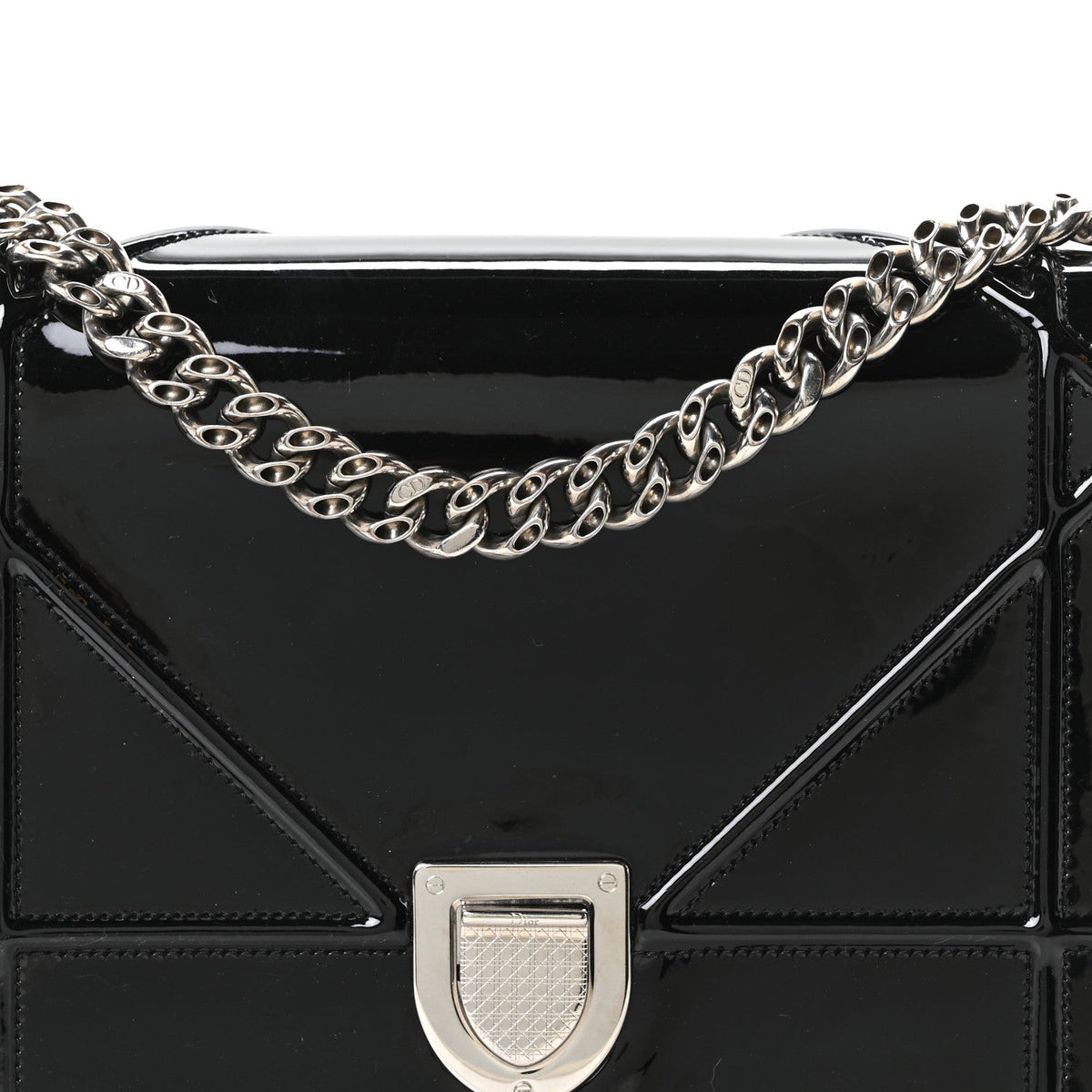 Patent Medium Diorama Flap Bag Black AT My store