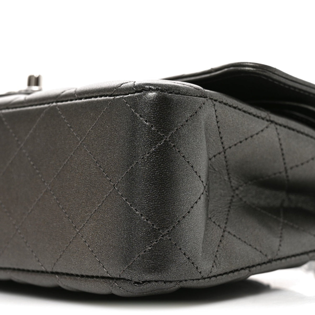Metallic Lambskin Quilted Medium Double Flap Anthracite At My store