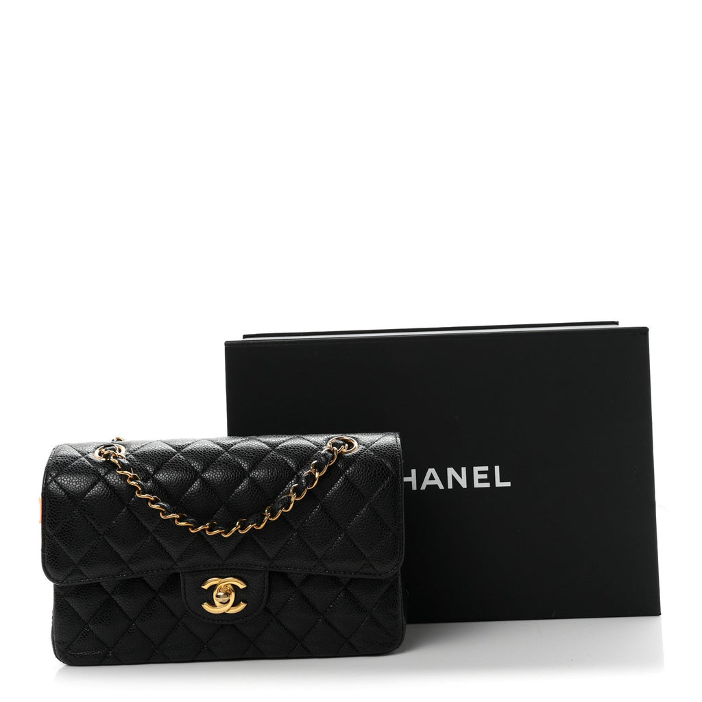 Caviar Quilted Small Double Flap Black At My store