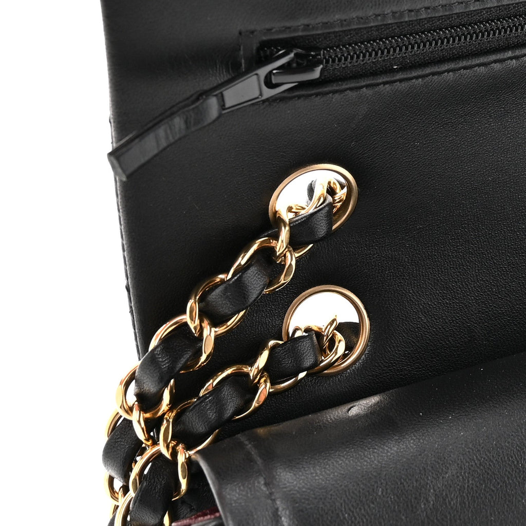 Lambskin Quilted Small Double Flap Black At My store