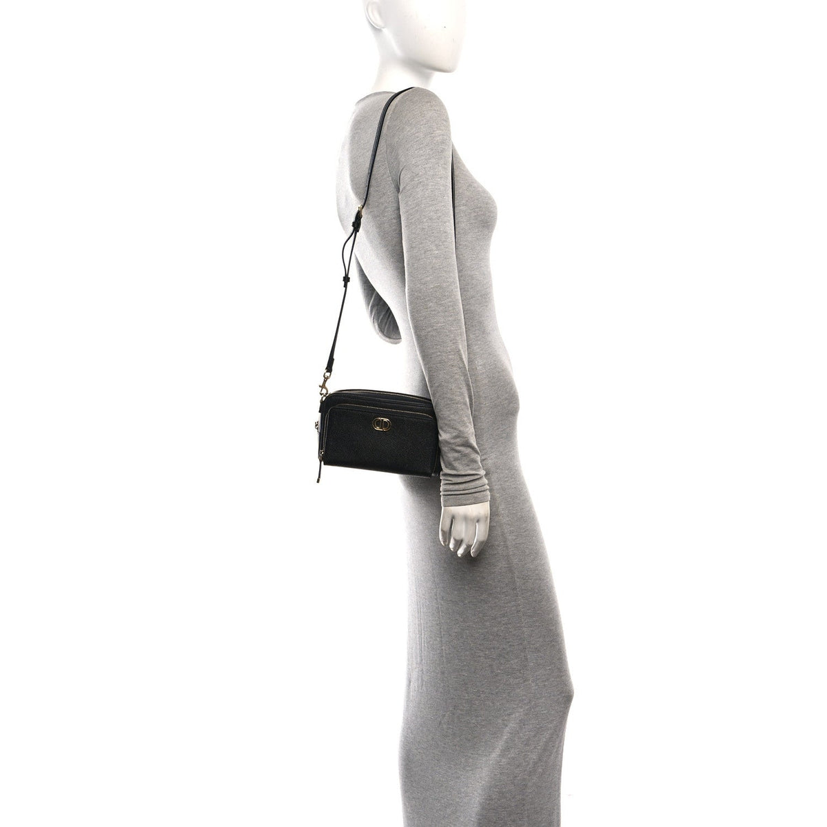 Grained Calfskin Caro Double Pouch Black AT My store