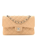 Caviar Quilted Small Double Flap Beige At My store