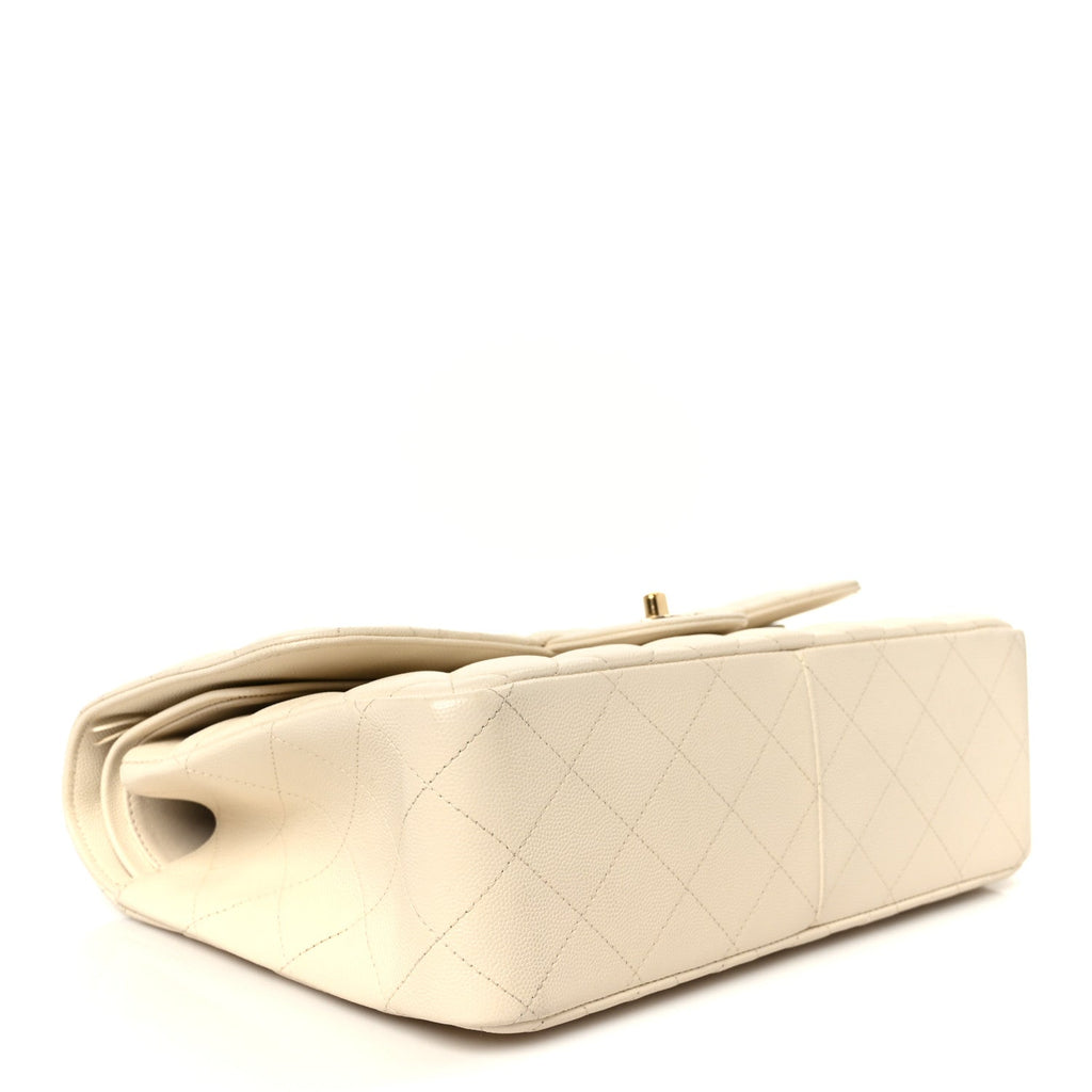 Caviar Quilted Jumbo Double Flap White At My store