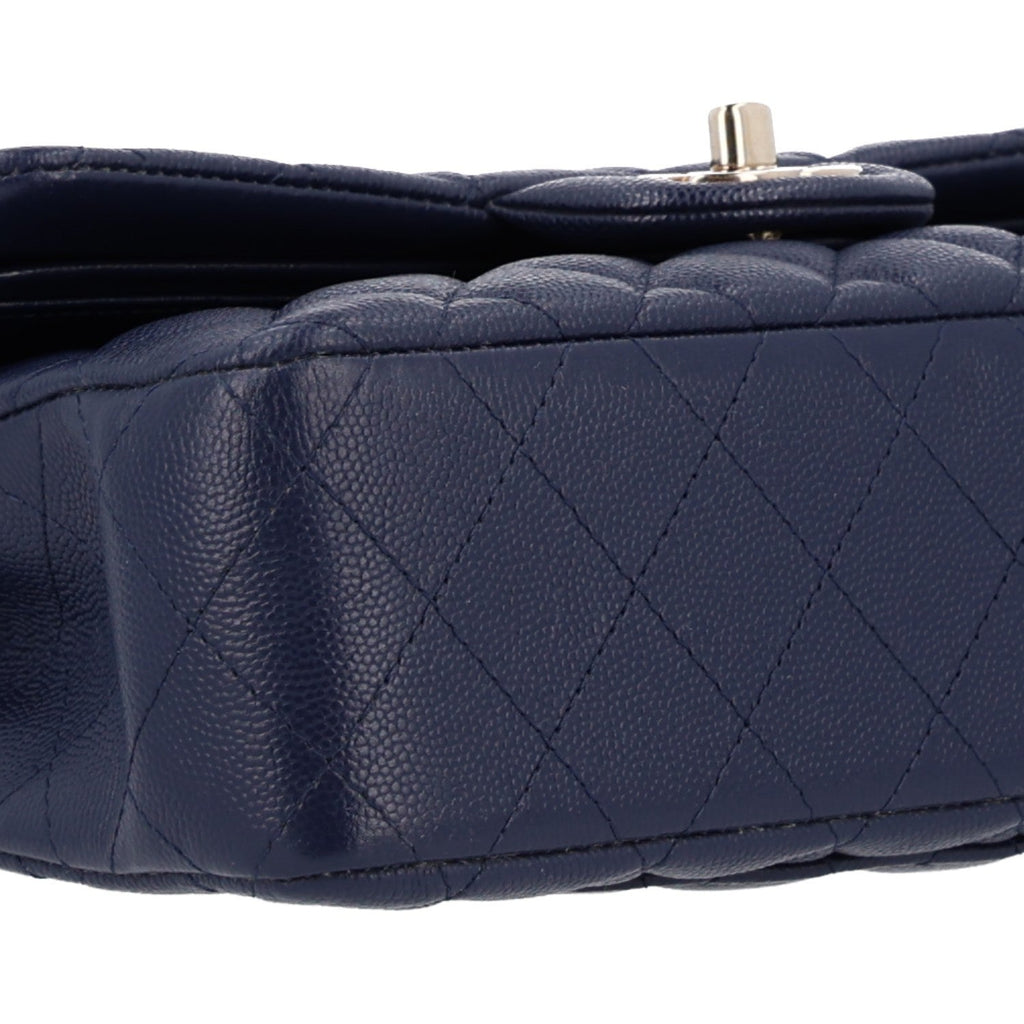 Caviar Quilted Small Double Flap Navy At My store