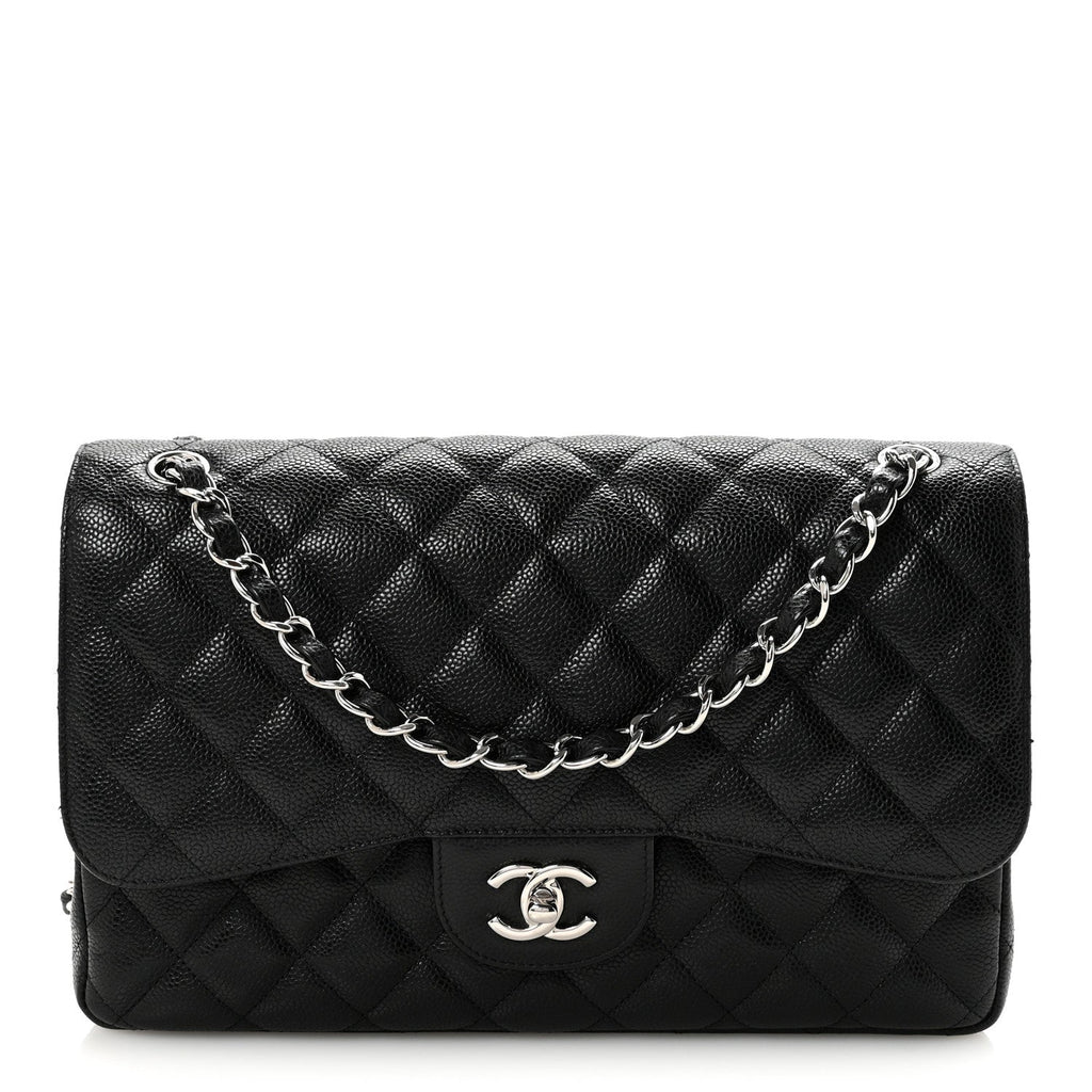 Caviar Quilted Jumbo Double Flap Black At My store