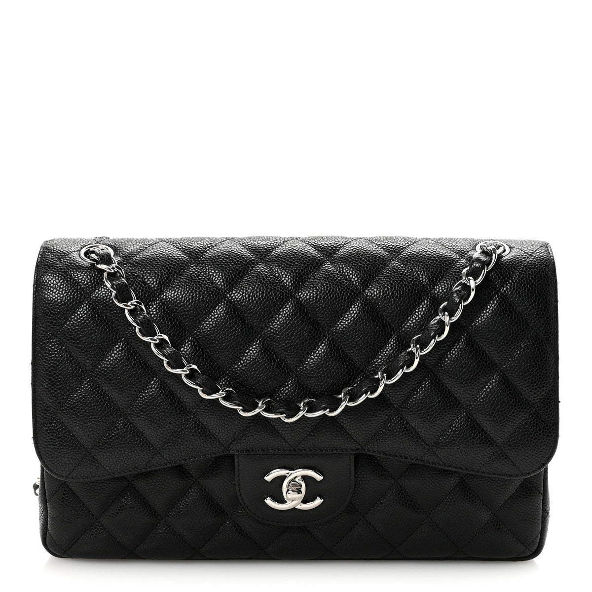 Caviar Quilted Jumbo Double Flap Black At My store