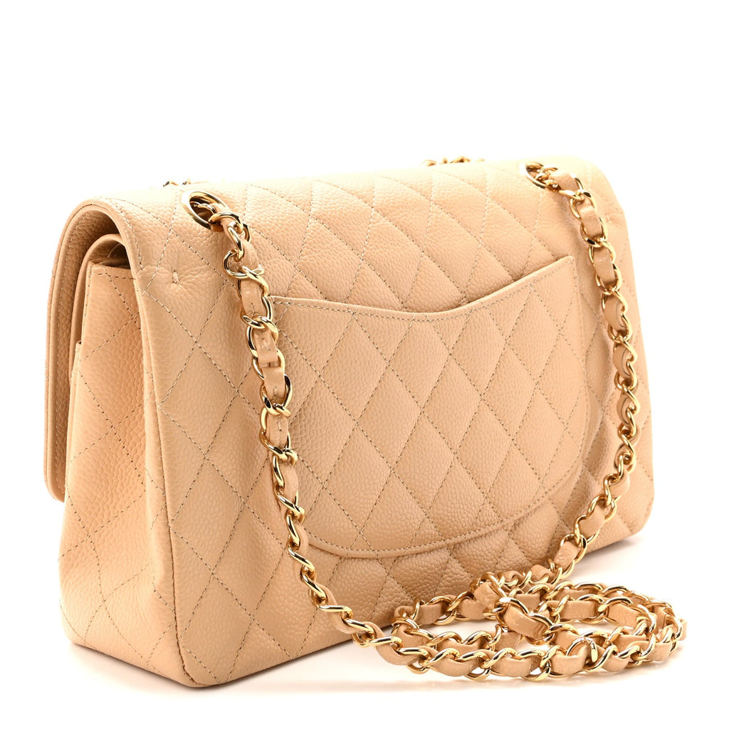 Caviar Quilted Medium Double Flap Beige At My store