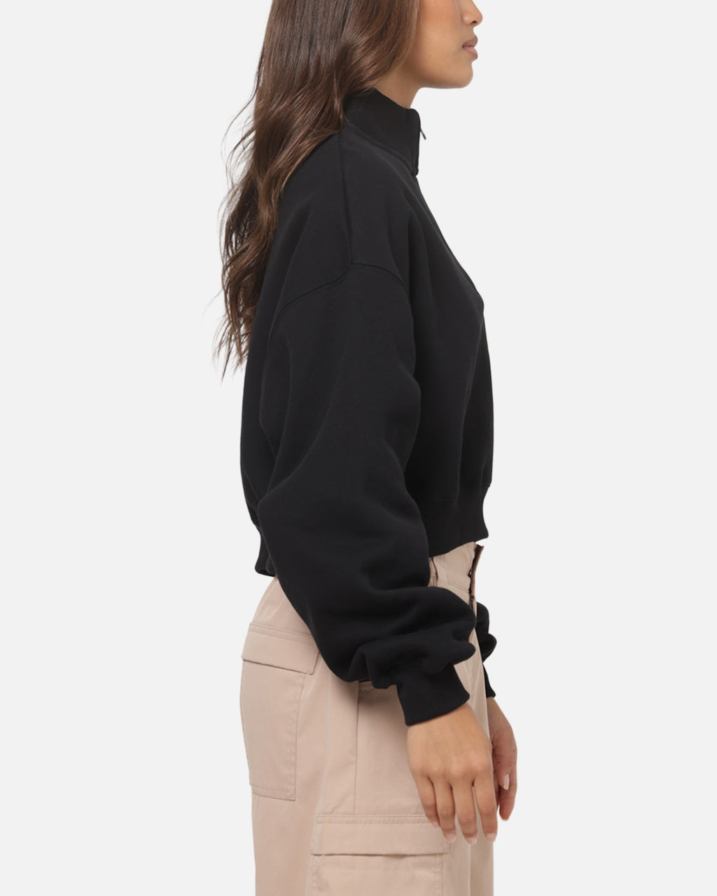 Top Seller Nike Women's Studio Fleece Oversized 1/4-Zip Cropped Top Black