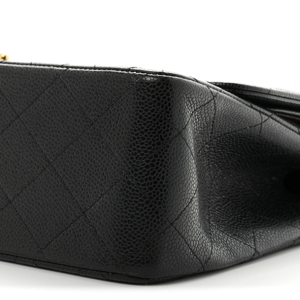 Caviar Quilted Jumbo Double Flap Black At My store