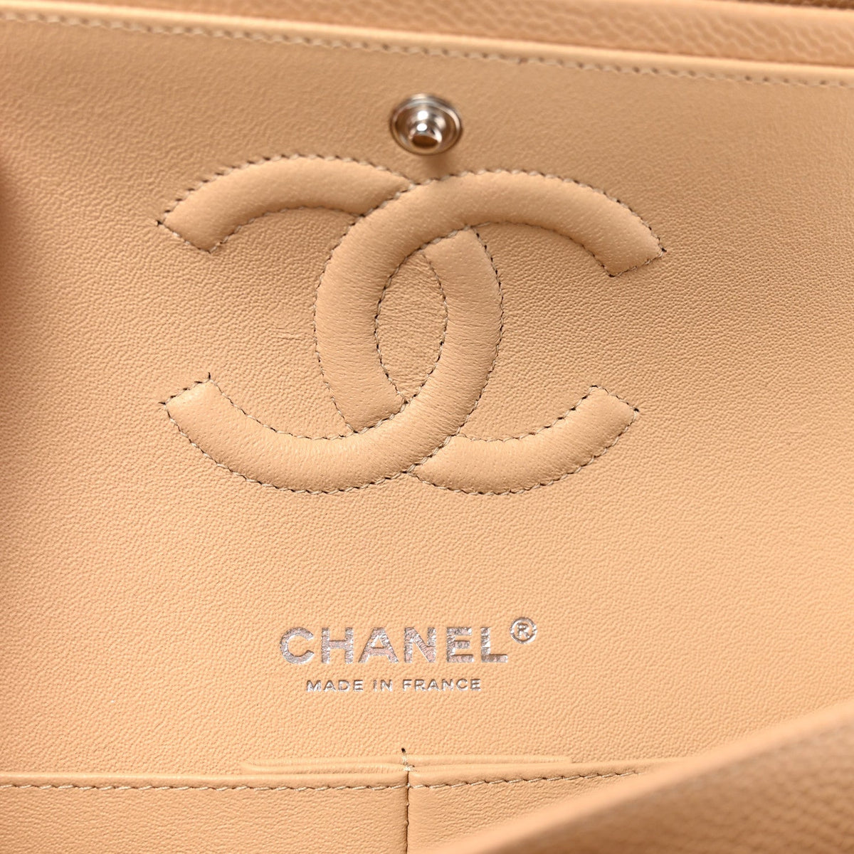 Caviar Quilted Medium Double Flap Beige At My store