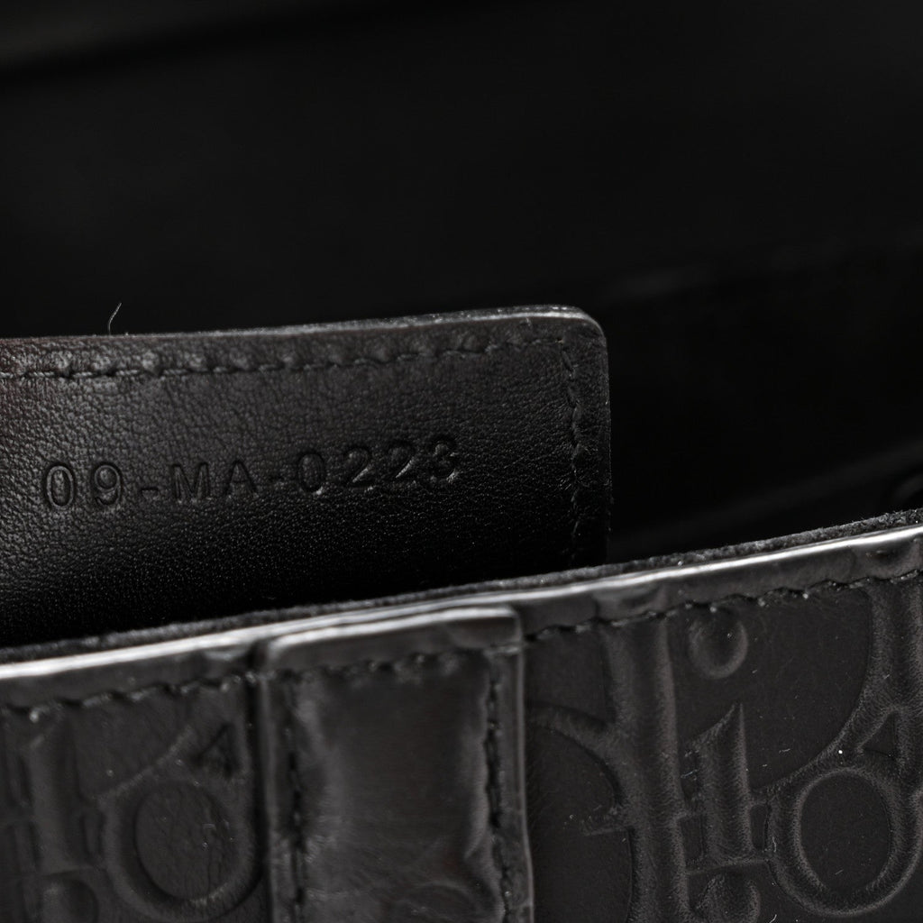 Calfskin Embossed Oblique Saddle Bag With Strap Black AT My store