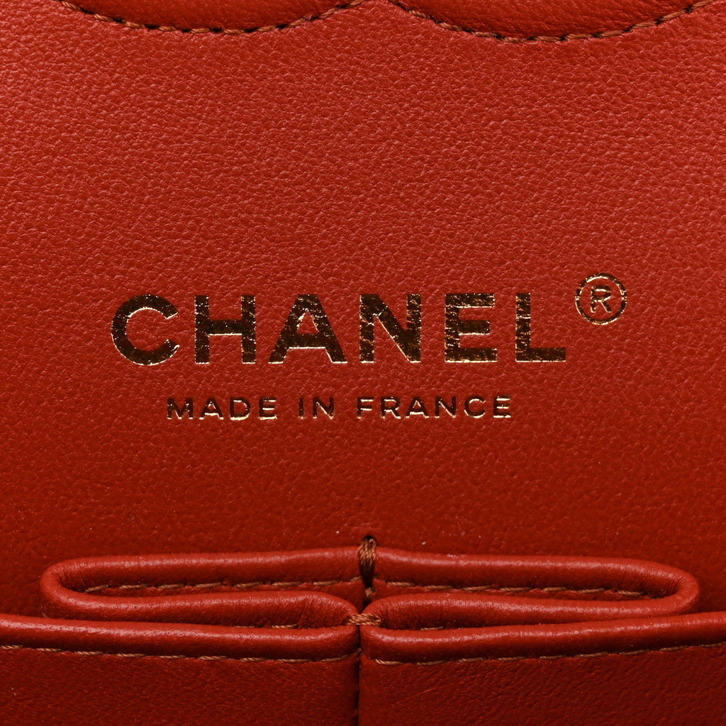 Lambskin Quilted Medium Double Flap Brown At My store