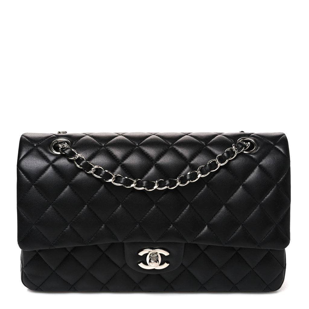 Lambskin Quilted Medium Double Flap Black At My store