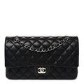 Lambskin Quilted Medium Double Flap Black At My store