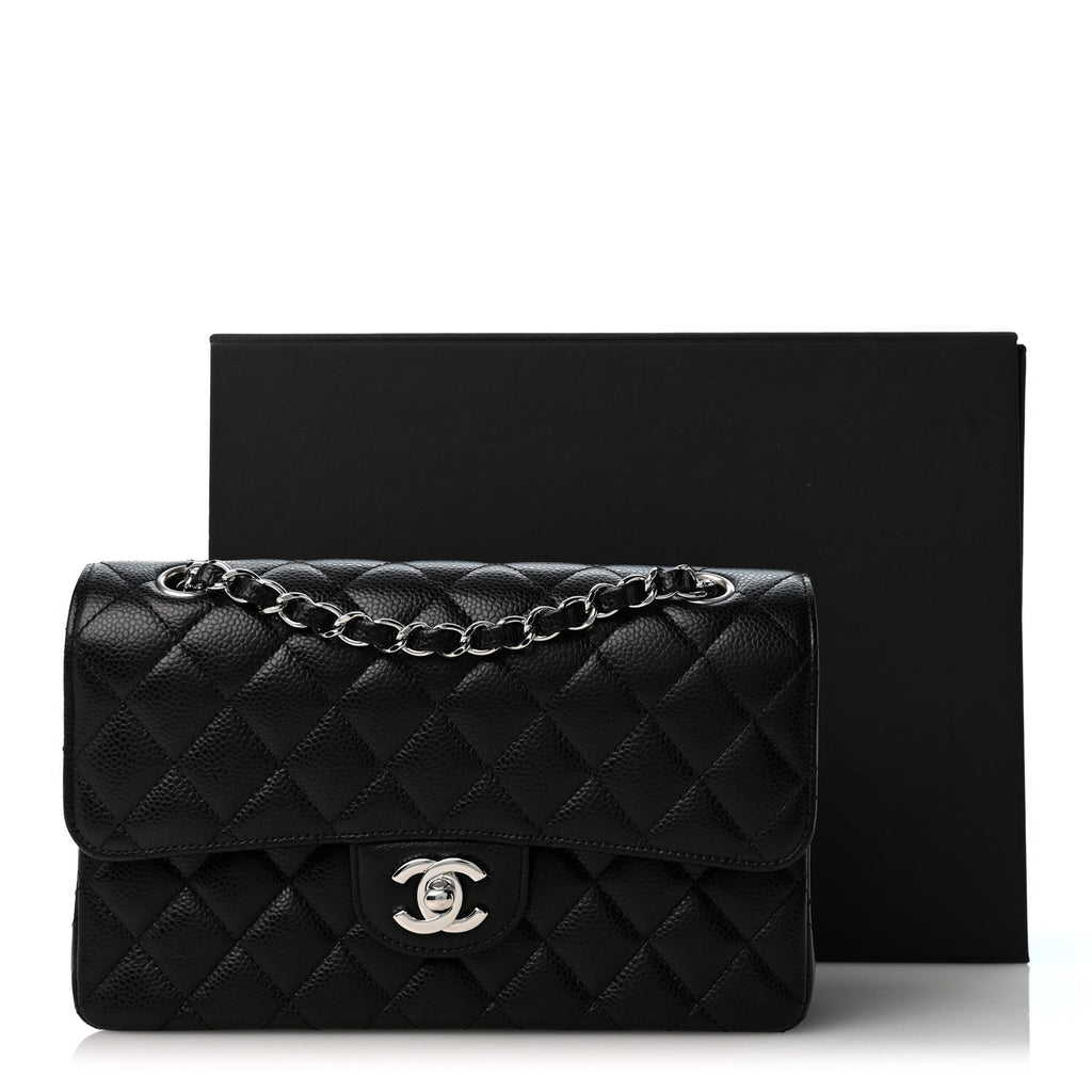 Caviar Quilted Small Double Flap Black At My store