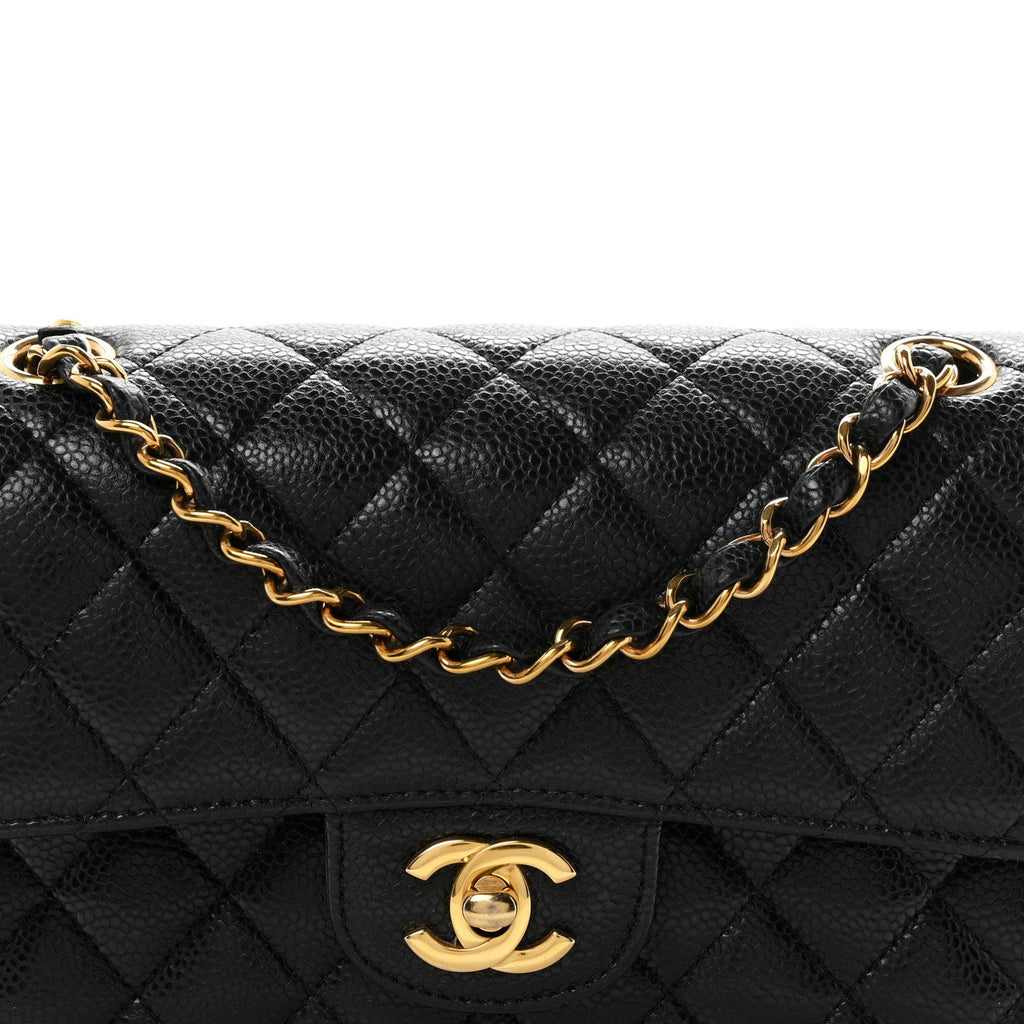 Caviar Quilted Small Double Flap Black At My store