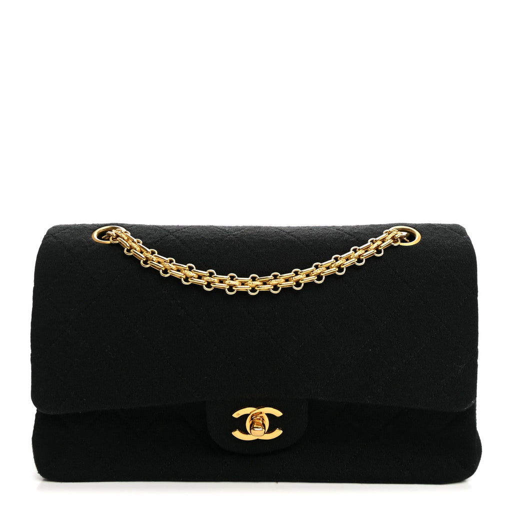 Jersey Quilted Medium Double Flap Black At My store