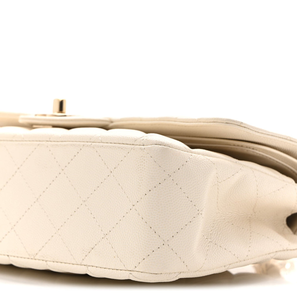 Caviar Quilted Medium Double Flap White At My store