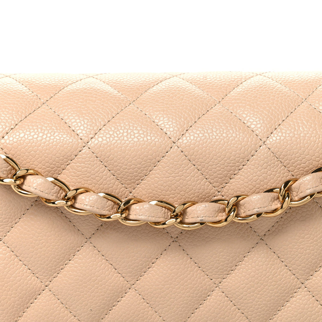 Caviar Quilted Jumbo Double Flap Beige At My store