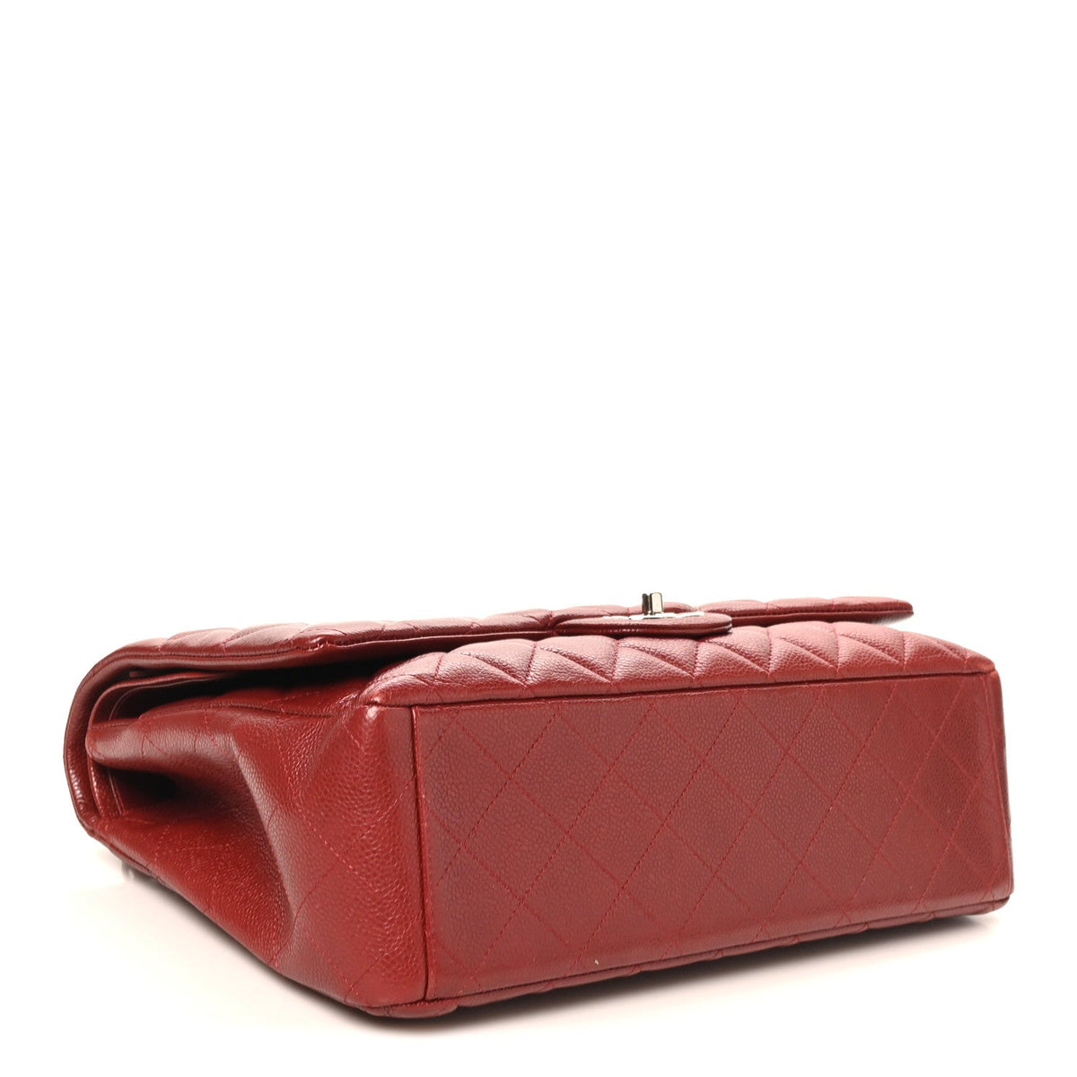 Caviar Quilted Maxi Double Flap Dark Red At My store