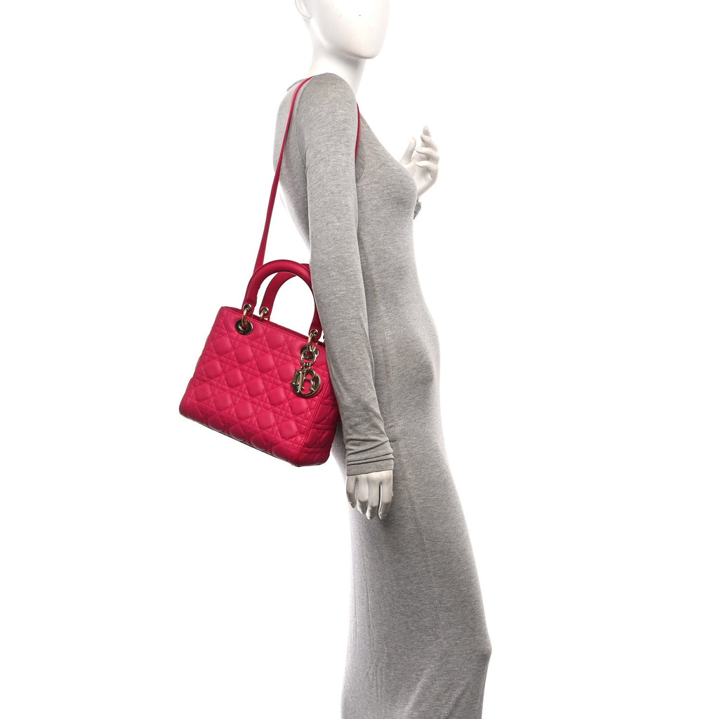 Lambskin Cannage Medium Lady Dior Fuchsia AT My store