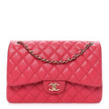 Caviar Quilted Jumbo Double Flap Dark Pink At My store