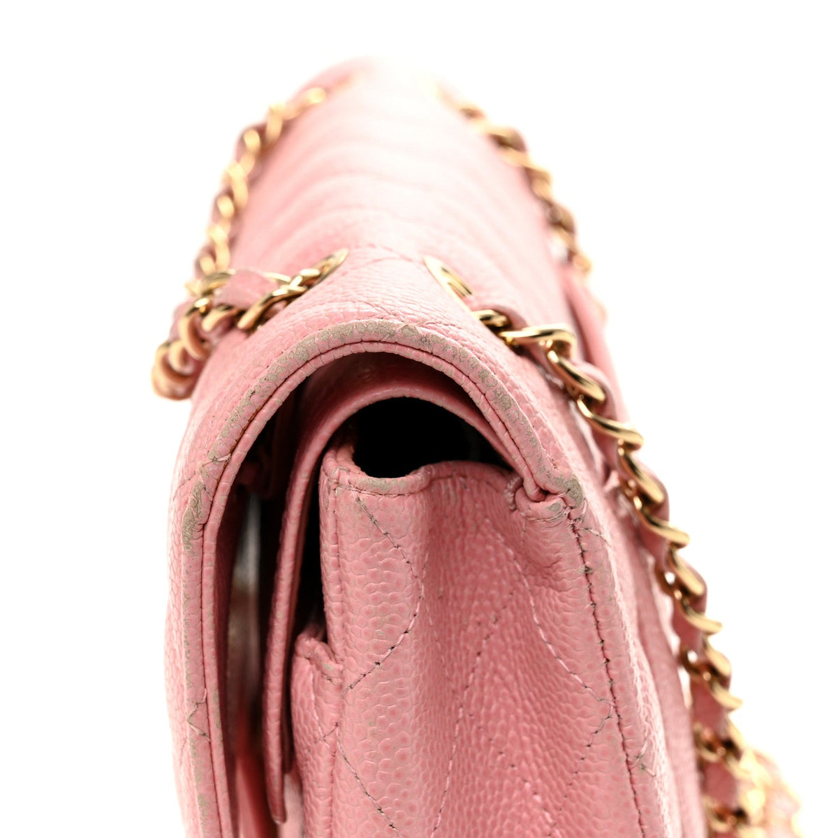 Caviar Quilted Medium Double Flap Light Pink At My store