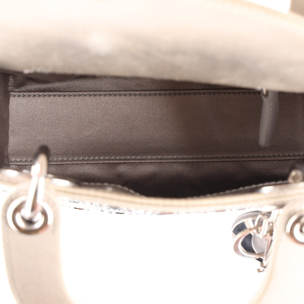 Satin Crystal Cannage Mini Lady Dior Gray AT My store