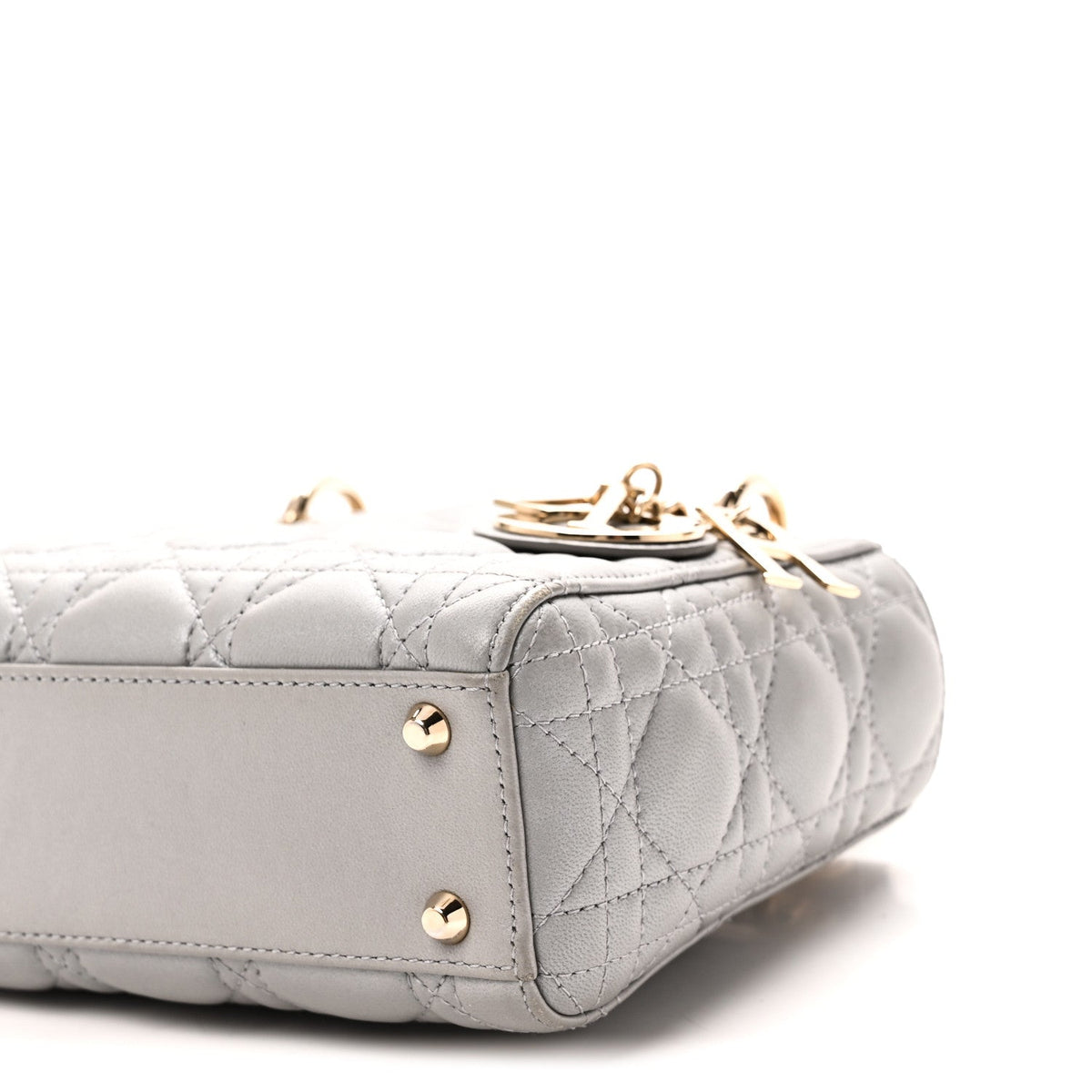 Metallic Lambskin Cannage Mini Lady Dior Grey AT My store