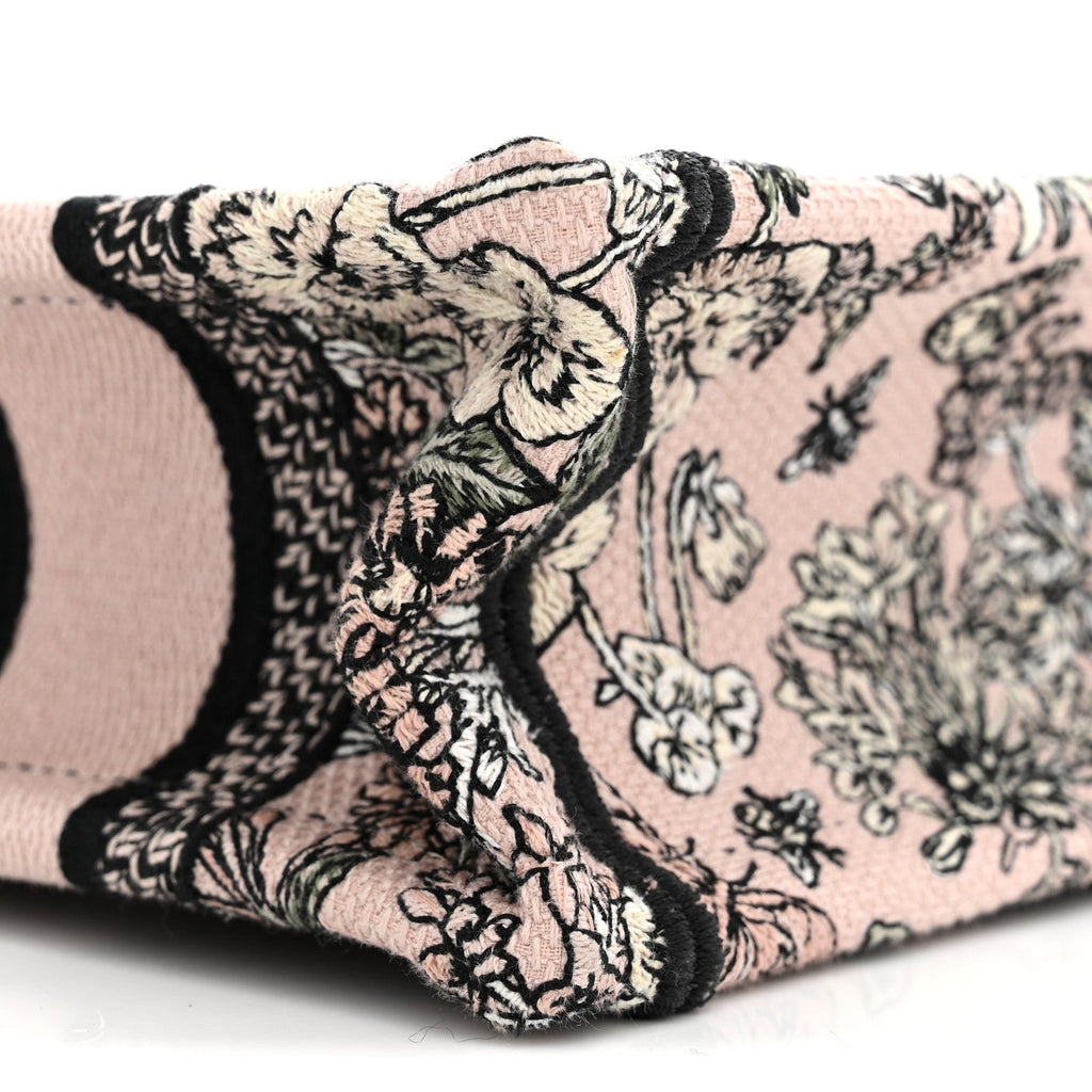 Canvas Embroidered Mini Book Tote With Strap Pink Multicolor AT My store
