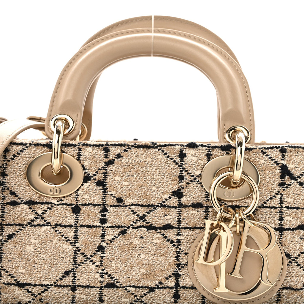 Tweed Cannage Medium Lady D-Joy Natural Black AT My store
