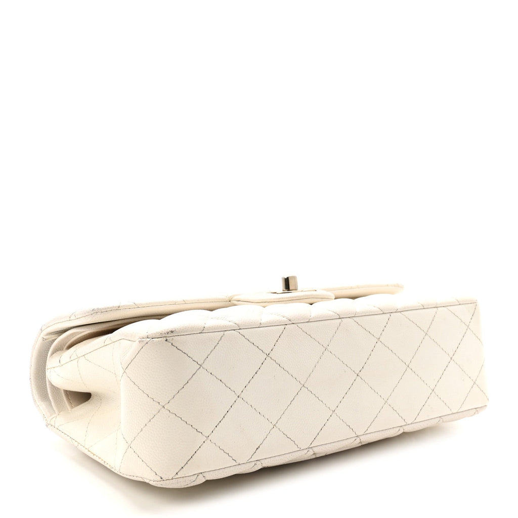 Caviar Quilted Small Double Flap White At My store