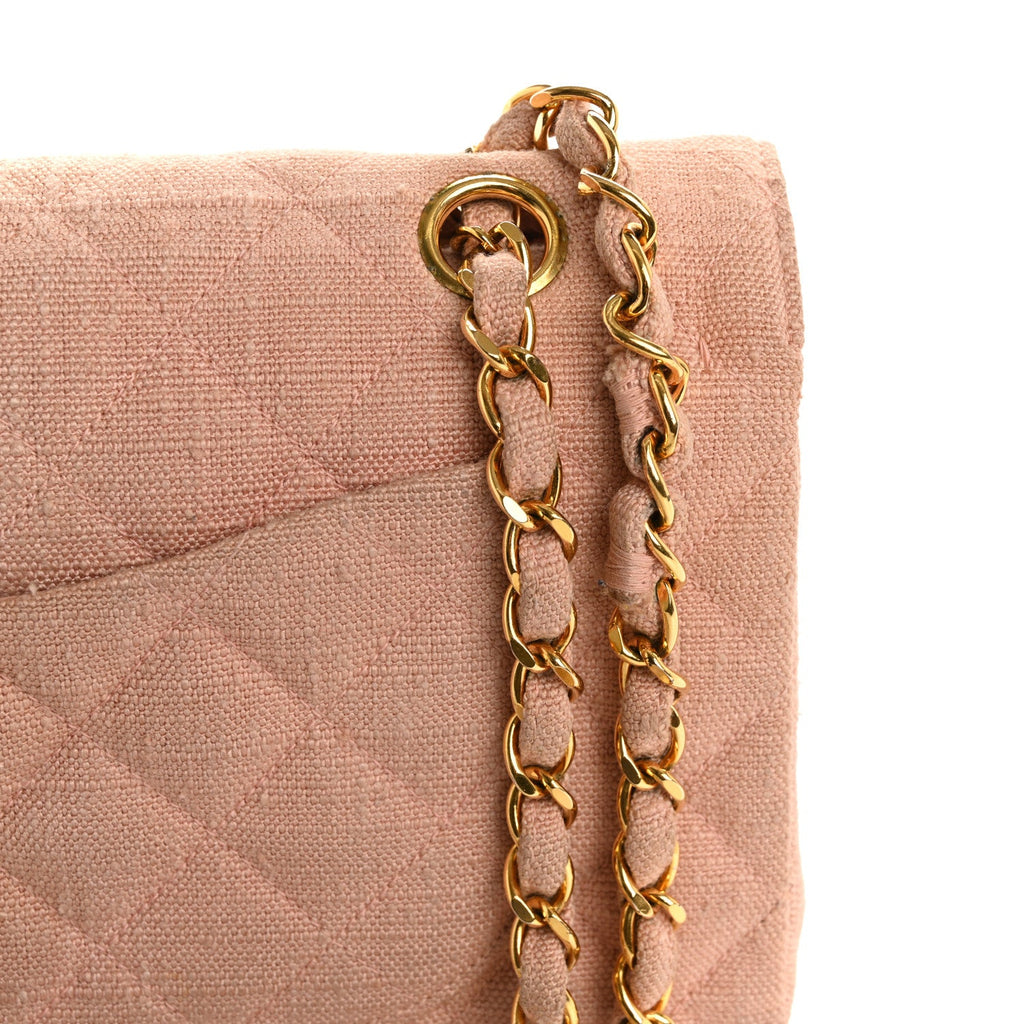Canvas Quilted Small Double Flap Light Pink At My store