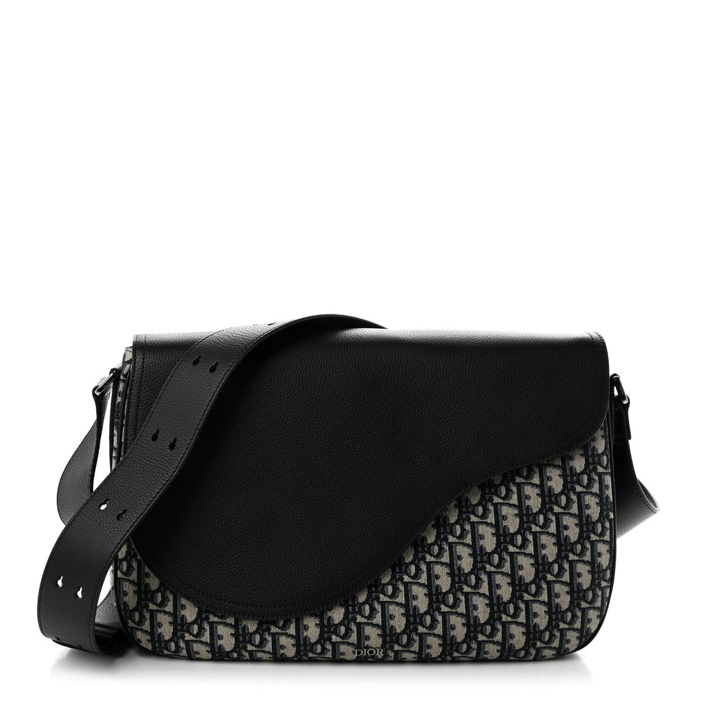 Grained Calfskin Oblique Large Saddle Messenger Black AT My store