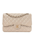 Iridescent Caviar Quilted Jumbo Double Flap Beige At My store