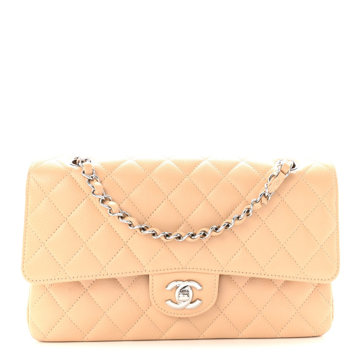Caviar Quilted Medium Double Flap Beige At My store